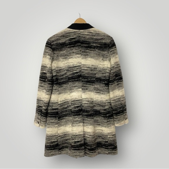 Peruvian Connection Virgin Wool Blend Black,Gray White Ombré Striped Coat Sz 10 - Picture 7 of 13